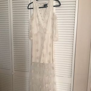 Line & Dot Cold Shoulder Maxi Dress